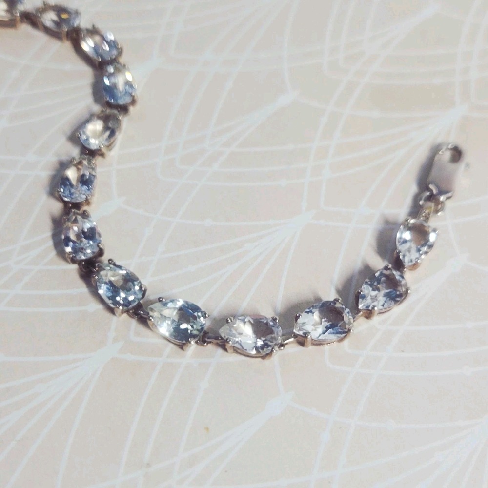 Clyde Duneier White Topaz Bracelet 925 Silver Tennis Style CID